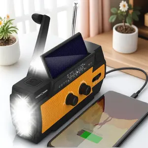4000mAh Emergency Radio, AM/FM Weather Alert, Hand Crank & Solar Power Bank, Portable Charger, SOS Alarm, 3-Mode Flashlight, Reading Lamp, for Outdoor Survival Gear.