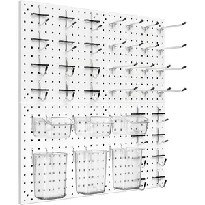 Peg Board Kit, Includes Pegboard and Accessories,with Hooks and Bins,Peg Board Wall Organizer for Office,Ornaments Display,Crafts Organization (66, White)