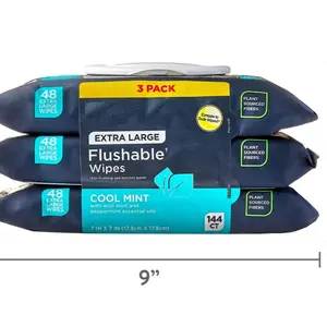 3X Cool Mint Flushable XL Wipes (3 Pack)