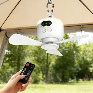 Portable LED Ceiling Fan Light, Long Battery Life Quiet High Wind Power, Lighting Modes Adjustable, Ideal for Bedroom Dorm Small Spaces, Outdoor Camping Hanging Lamp