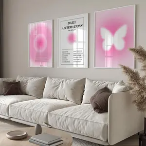 Butterfly & Halo & Letter Pattern Modern Art Design Wall Art, 3 Counts/set Unframed Wall Decor, Wall Art for Home Living Room Bedroom Office