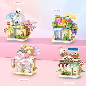 Loz Micro Part Super Mini Street Scene Set, Pet Shop Coffee Store Fresh Fruit Store 120pcs Candy Store 150pcs, Unisex Building Block Sets