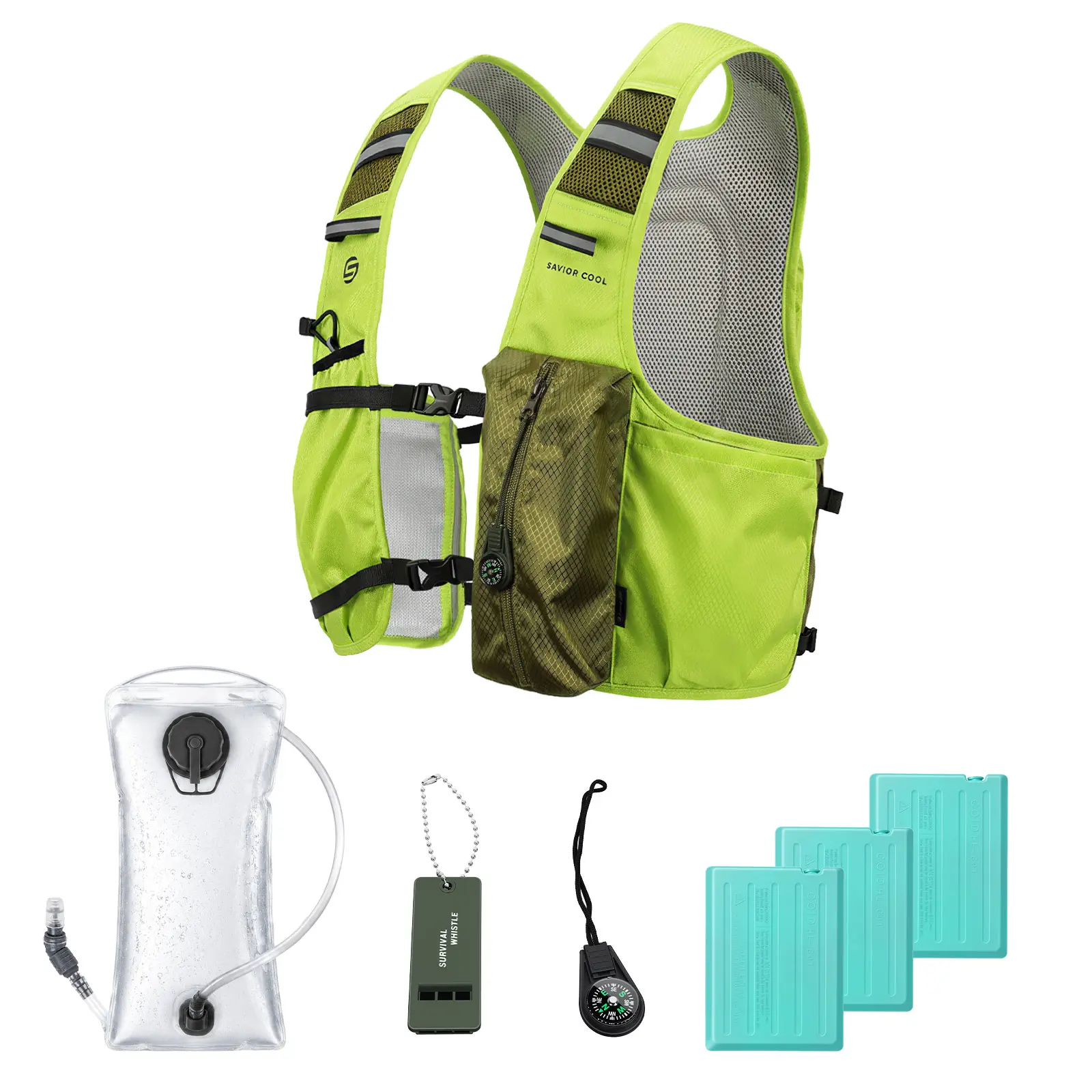 Waterproof Running Hydration Pack Backpack with 2L Water Bladder, Detachable Ice Pack, Reflective Design & Water Bottle Bag for Marathon Cycling