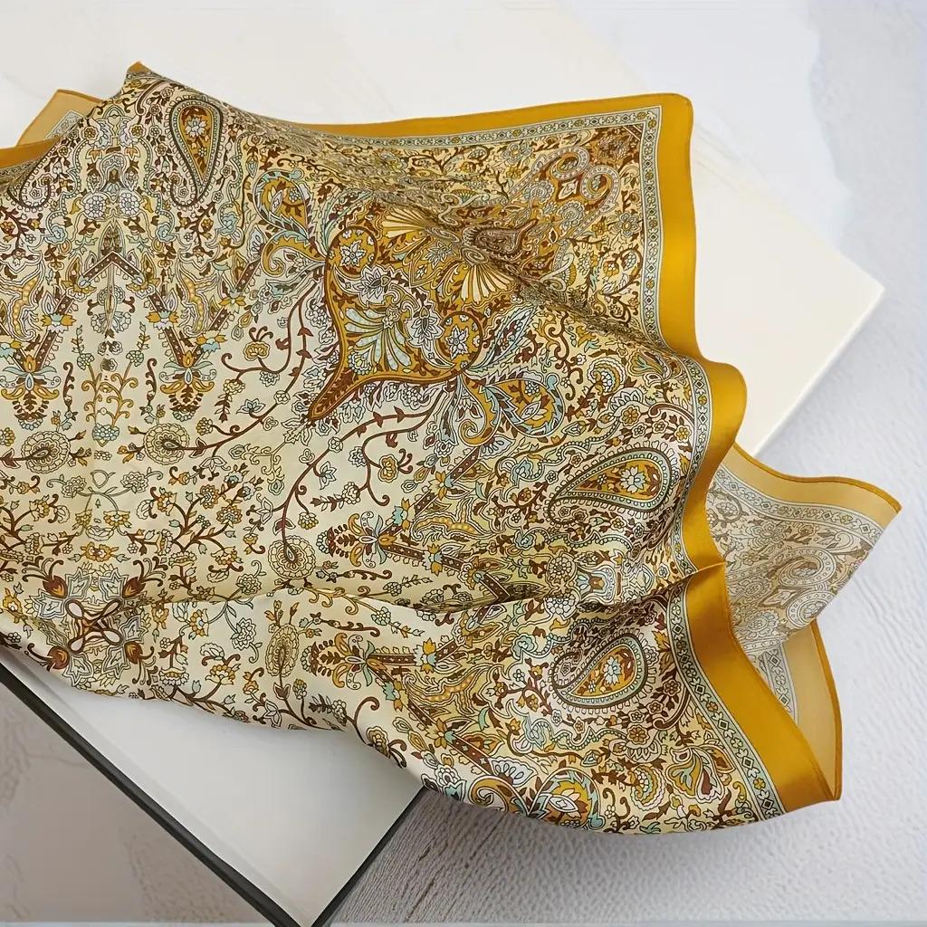 Women’s imitation silk scarf, headband, neck scarf, headscarf, silk scarf—elegant bow pattern; soft, breathable luxury neckband and hair accessories suitable for travel, parties, weddings, and holiday gifts.