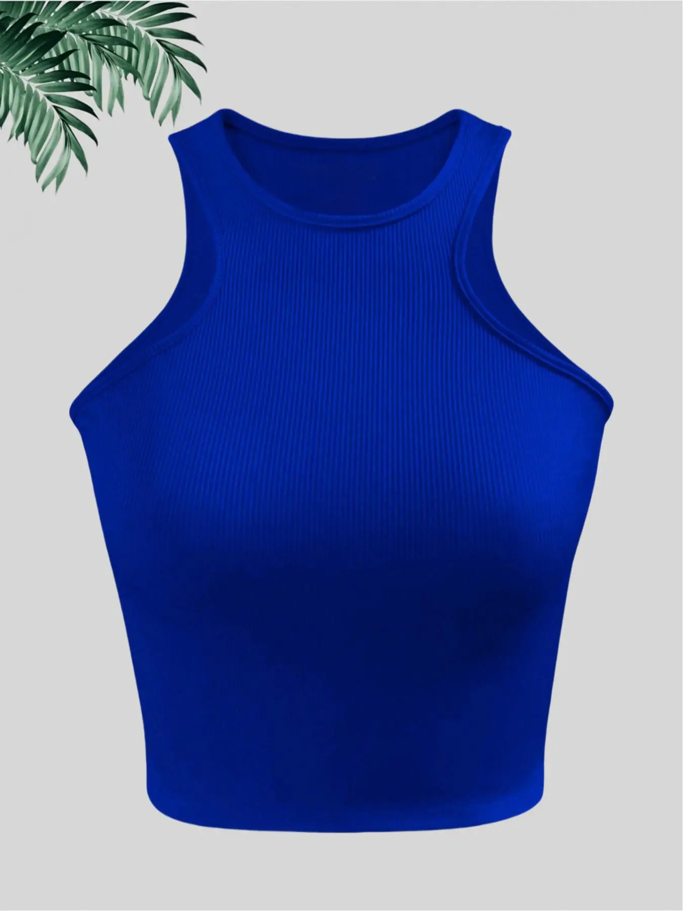Women's Solid Ribbed Tank Top, Casual Sleeveless Round Neck Top for Summer, Ladies Clothes for Daily Wear