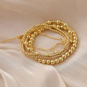 Springtok Y2K irregular size round beaded bracelet set Bohemian women's men's stacking jewelry gift