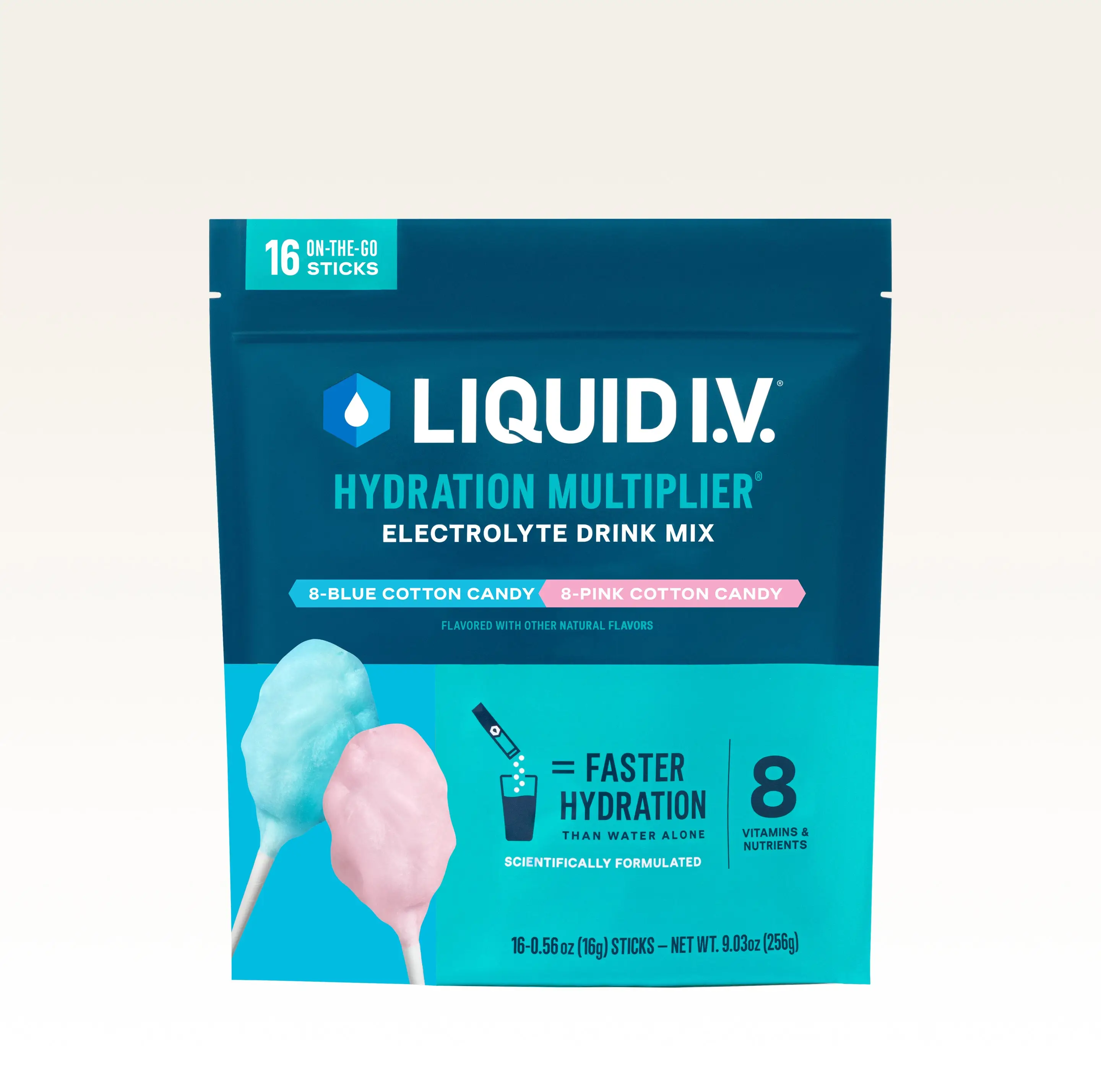 Liquid I.V. Hydration Multiplier - Cotton Candy - Hydration Powder Packets | Electrolyte Powder Drink Mix | Convenient Single-Serving Sticks | 8 Vitam