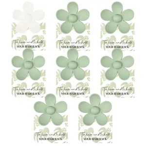 Hair Clip, 8 Pack Flower Bridesmaid Hair Claw Clips with Floral Card, Bridal Party  for Bridesmaids Bachelorette Party Favors (White&Sage Green)