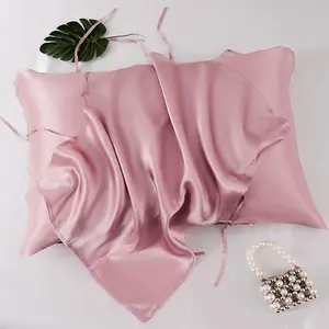 Premium pure silk pillow cover with ties, 50x75 cm, 19 momme, 100% mulberry silk, adult pillowcase, high-end silk, children's pillow cover, silky smooth