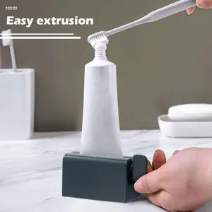 2 Packs Rolling Tube Toothpaste Squeezer Dispenser Toothpaste Seat Holder Stands, White+Black