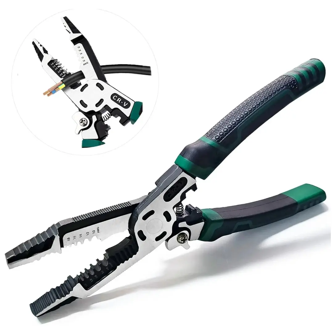 1/2Pcs CR-V 10-in-1 Multifunctional Wire Stripper Pliers Hand Tools - Wirecutter, Crimper, Side Cutter, Screw Gripper - Heavy Duty Industrial Grade for Electric Cable, DIY Projects Wire Stripping Machine Wirepliers
