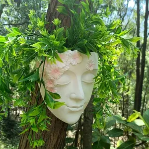 Ladies Face Pot, Succulent Plant Smiley Flower Pot, Wall Decoration Pot, Resin Wall Hanging Flower Pot, Indoor And Outdoor Plant Garden Decoration, Resin Crafts