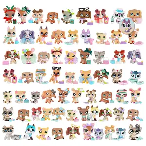 5 pc random miniature cat and dog figures and random 7 pc accessories for lps collection Collectible Soft Animal Cute Animal Design