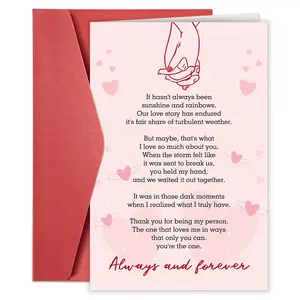 1pc Valentines Day Greeting Card For Him Her ，It Hasn't Always Been Sunshine and Rainbows, Valentines Day Card For Men Women, Card For Her, I Love You Card Anniversary Card for Husband, Wife