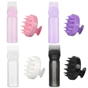 2Pcs/Set Silicone Hair Comb with Root Comb Applicator Bottle Set Hair Oil Applicator Shampoo Brush Tint Salon Hair Styling Tools Haircare