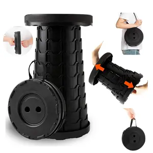 Collapsible Stool Portable Fish Scale Structure Non-Slip 12 Height Levels 400lbs Max Load Capacity Outdoor Camping Folding Chair Campchair