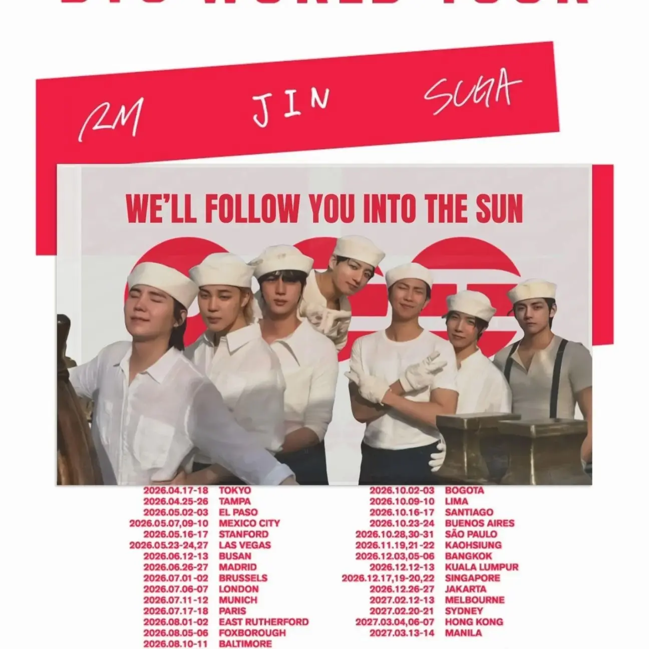 Arirang Into The Sun World Tour Flag Banner: Kpop Tour Wall Banner Merch & Gift 2026