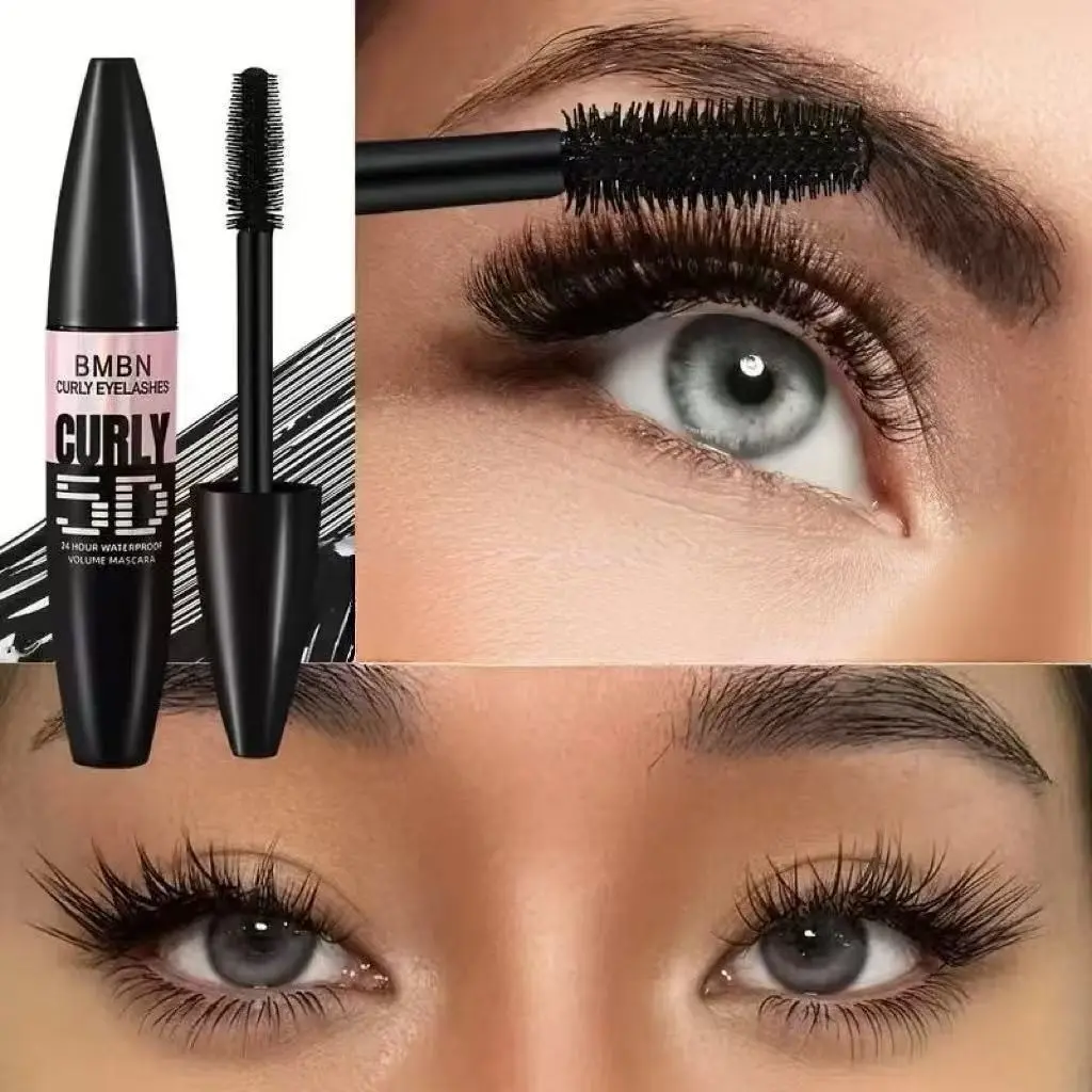 5D black mascara, Volumizing black mascara, long-lasting, lengthening and curling, clump-resistant, natural look, with a curved brush and rich formula, suitable for light beige skin tones, perfect for daily use, Halloween makeup