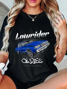 100% Cotton Lowrider Oldies Custom Chicano Mexican Latina Rider Cholo T-Shirt