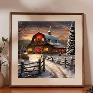 Farmhouse Pattern DIY Diamond Arts Colorful Painting Kit without Frame, 5D Diamond Arts Colorful Painting Kit, Handmade Gifts, Handicraft, Wall Art Decor for Home Living Room Bedroom, Diamond Painting Kits