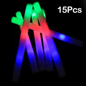 Vibrant LED Glow Sticks - 15/30 Piece Colorful RGB Cheer Tubes for Unforgettable Celebrations and Events