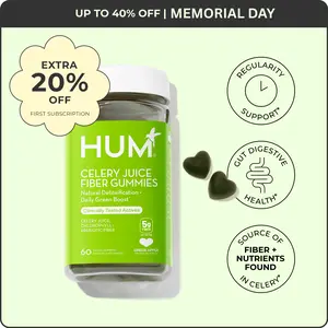 HUM Celery Juice Fiber Gummies for Detox & Gut Health - 60 Vegan Gummies with Chlorophyll & Prebiotic Fiber - Non-GMO, Soy-Free, Gluten-Free - Daily Green Boost
