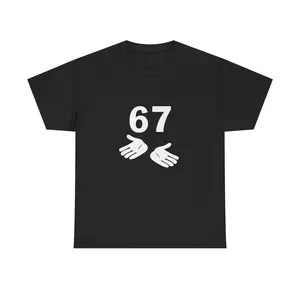 Funny “Six Seven” Meme T-Shirt – Viral Design, Transparent Background Graphic Tee, 67 with Open Hands T-Shirt | Minimal Number Graphic Tee