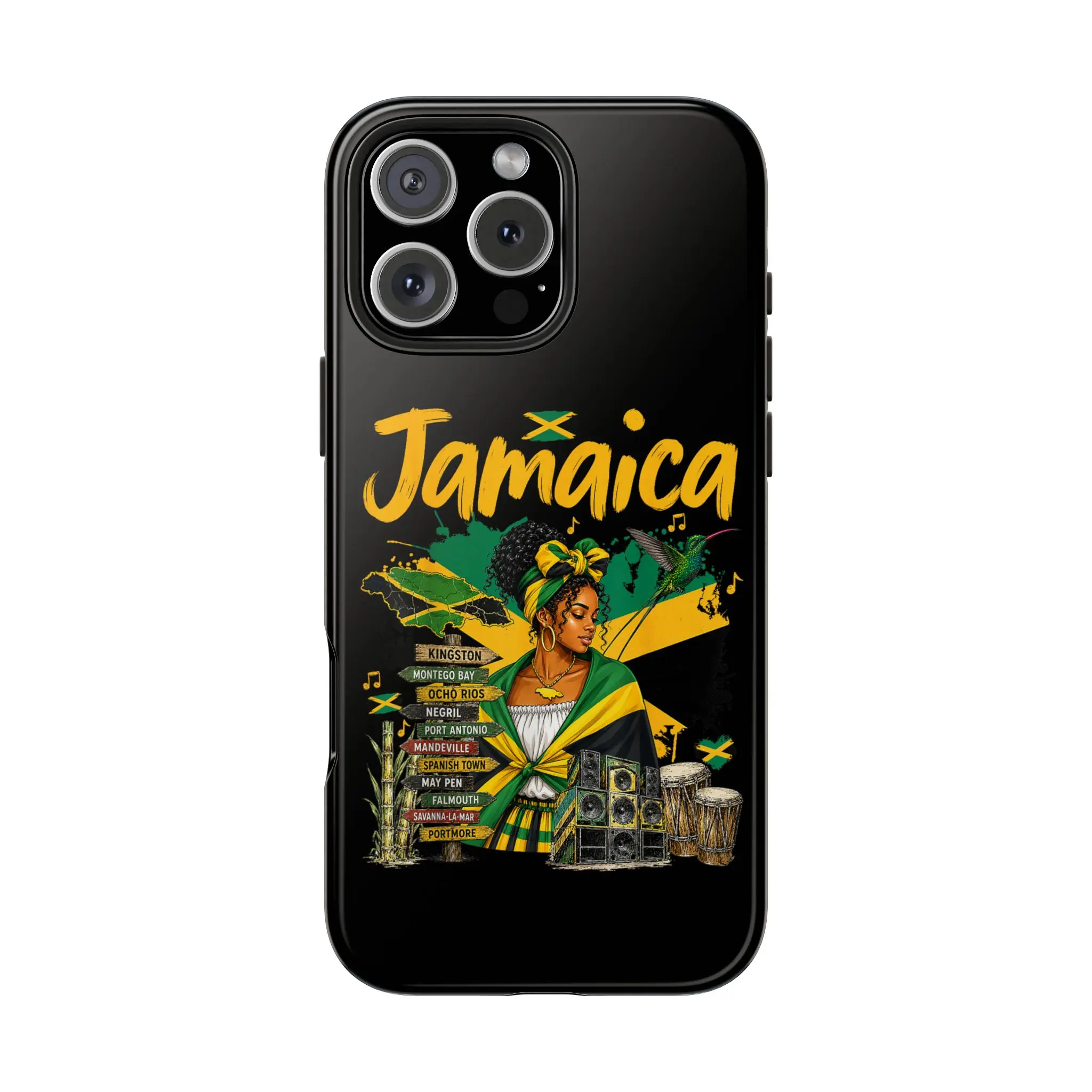 Jamaica Pride iPhone Case - Caribbean Reggae Culture Tough Cover, Jamaican Flag Island Girl 2-Layer Protective Phone Case