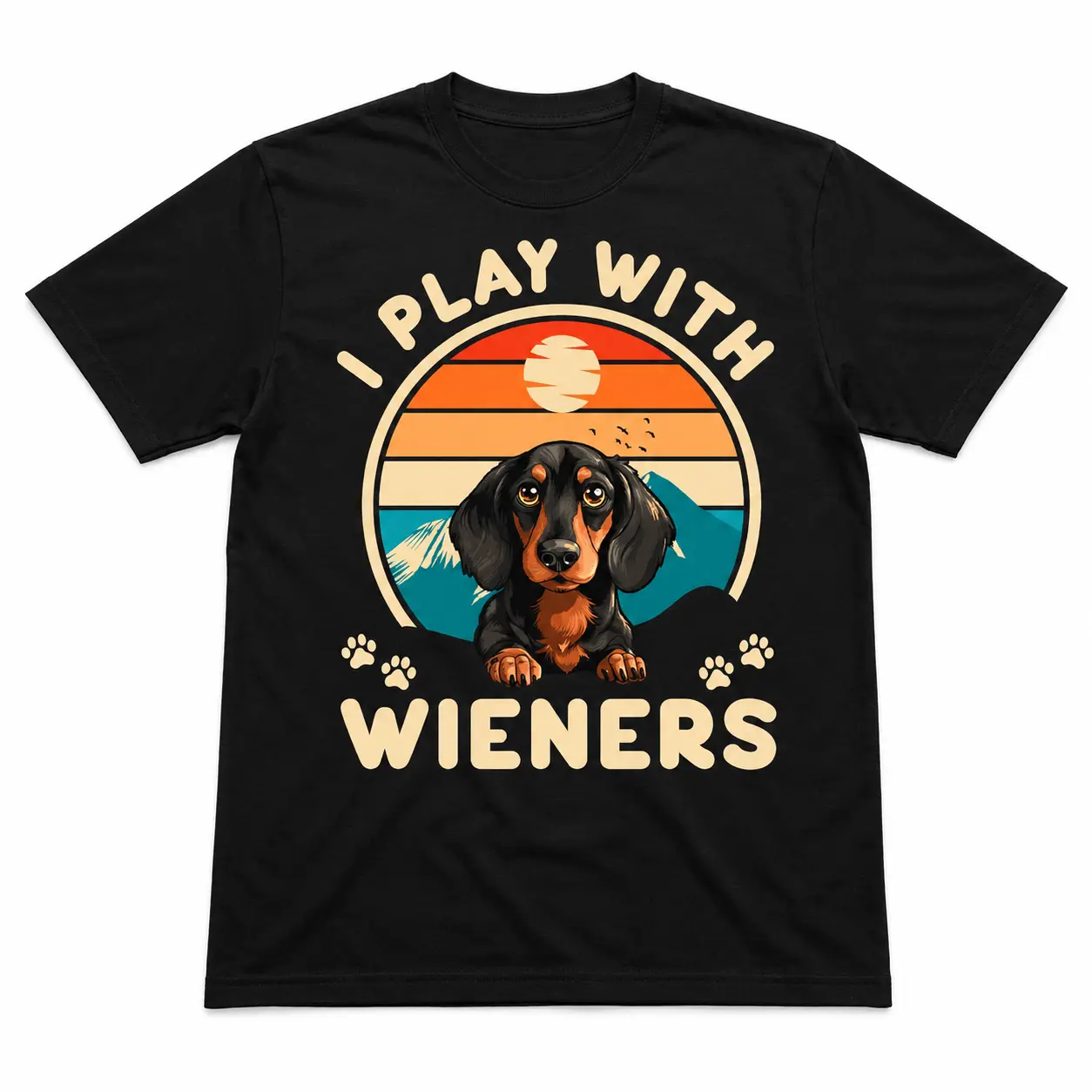 Dachshund Wiener Dog Graphic T-Shirt, Retro Doxie Dog Lover Tee, Weiner Dog Mom Dad Shirt, Cute Weenie Dog Gift for Men Women,  Shs from USA Menswear Top