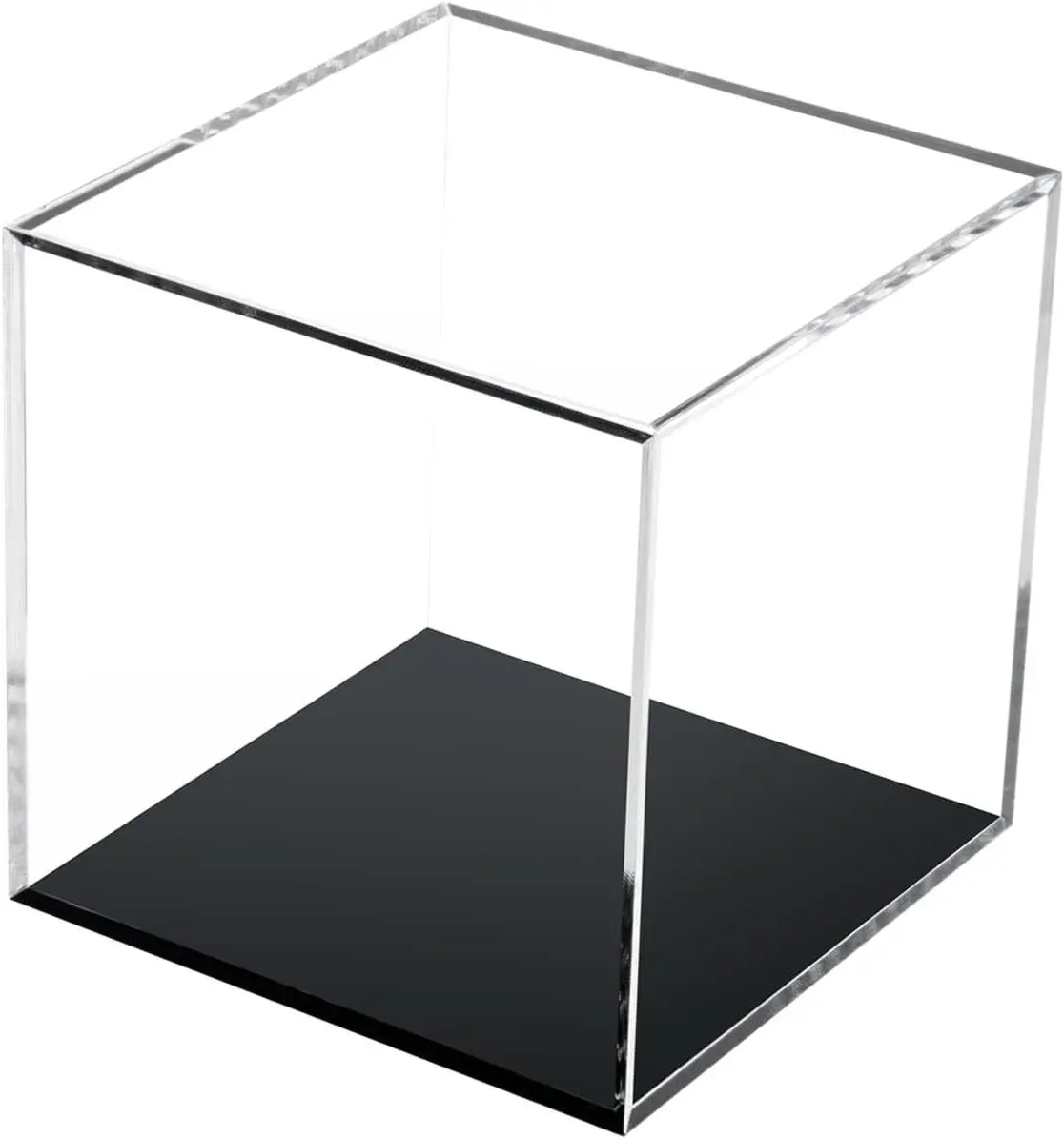 4x4x4 Inch Transparent Acrylic Cube Containers with Lid Storage Box | Square Action Figures Home Storage Organizing Toys Craft Supplies Display Case, Countertop Plexiglass Display Case