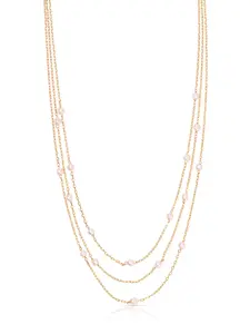 Ettika Perfect Stone Layered Necklace – 18K Gold Plated, Acrylic Pearl & Semi-Precious Turquoise Fashion Necklace for Women, Adjustable 13–15" + 3" Extender