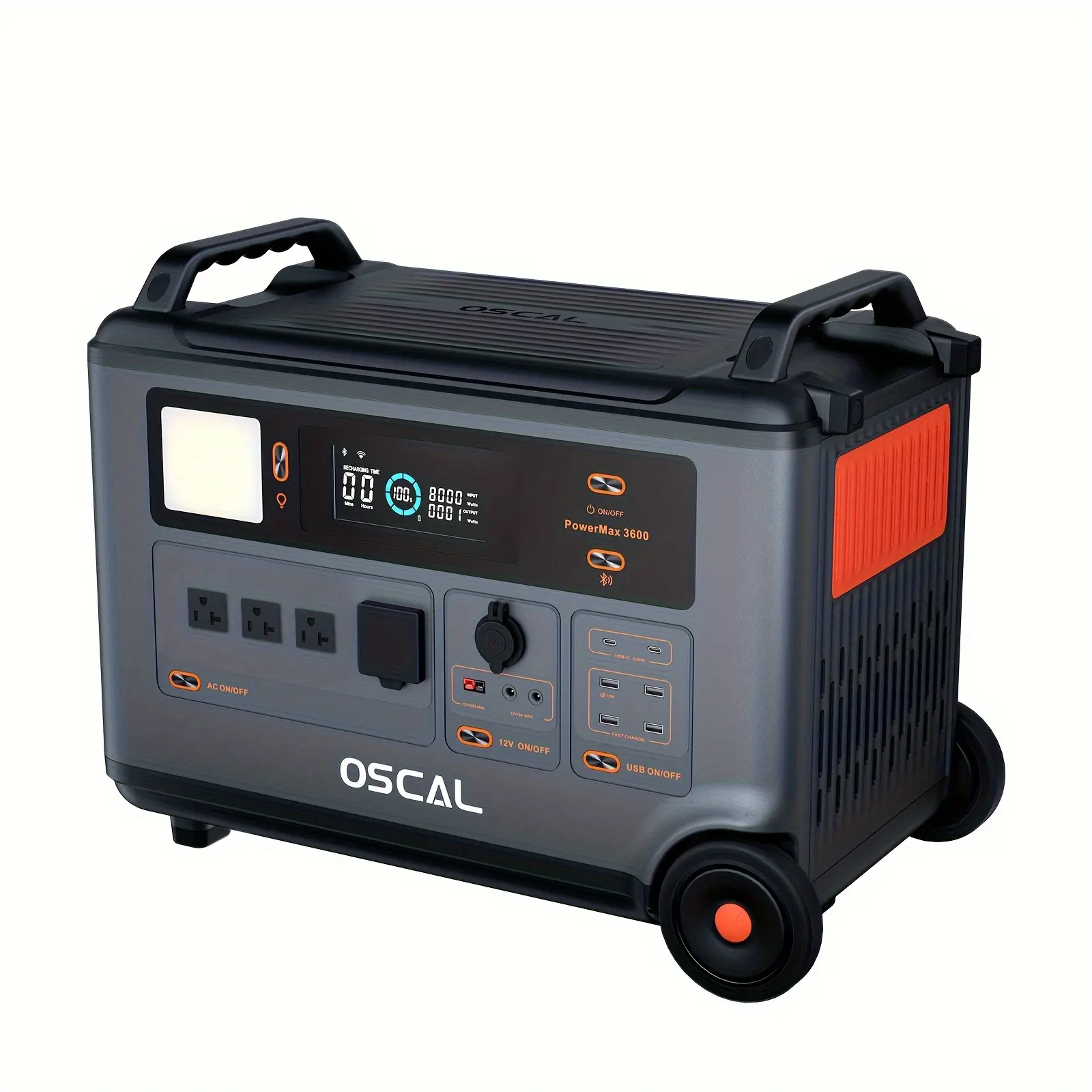 OSCAL PowerMax 3600 Portable Power Station, 3600Wh (Surge 6000W) LiFePO4 Expandable Solar Generator With 4 AC Outlets, 1.2-hour Fast Charging, 10ms UPS For Home Emergency, Outdoor Camping, Road Trips