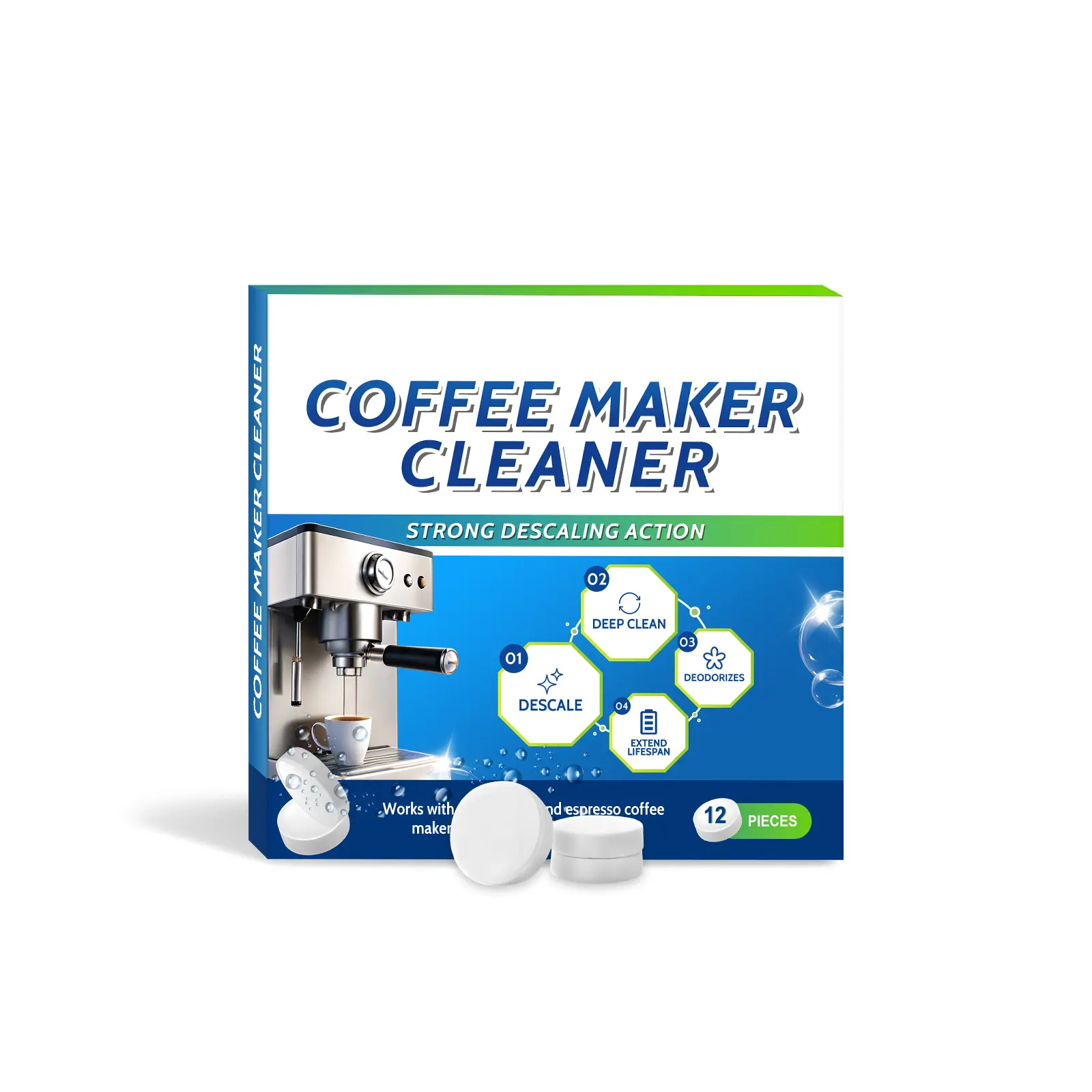 Universal Coffee Machine Cleaning Tablets Mild Daily Care Remove Stains Limescale Portable Multi-Purpose Coffee Maker Descaling Maintenance Tabs Viral TikTok Coffee Lover Kitchen Essential