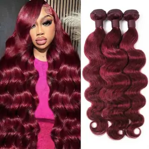99J Dark Red Body Wave Human Hair Bundles 20 30 Inch 14A Brazilian Virgin Hair Extension Weave Human Hair Raw Bundles For Women