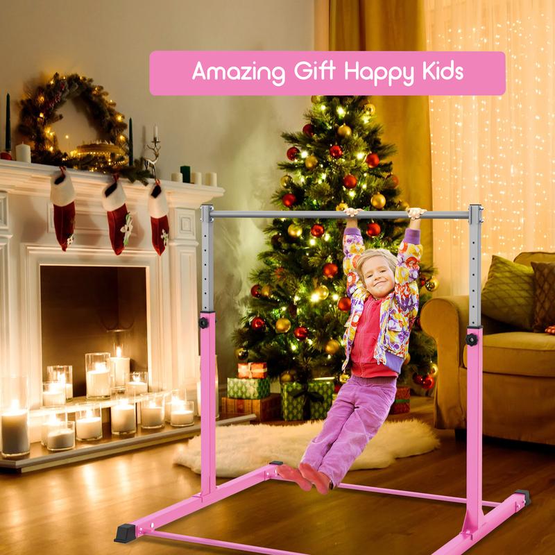 SaflyFun Gymnastics Bar for Kids Ages 3-15 for Home, Steady Steel Construction, 3' to 5' Adjustable Height