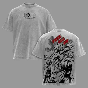 Gyro Zeppeli Steel Ball Vintage Washed Tee – JoJo’s Bizarre Adventure Steel Ball Run Part 7 Vintage Retro Washed Heavy Cotton Oversized Anime Manga T-Shirt, Double Printed Western Race Retro Unisex Streetwear Graphic Top