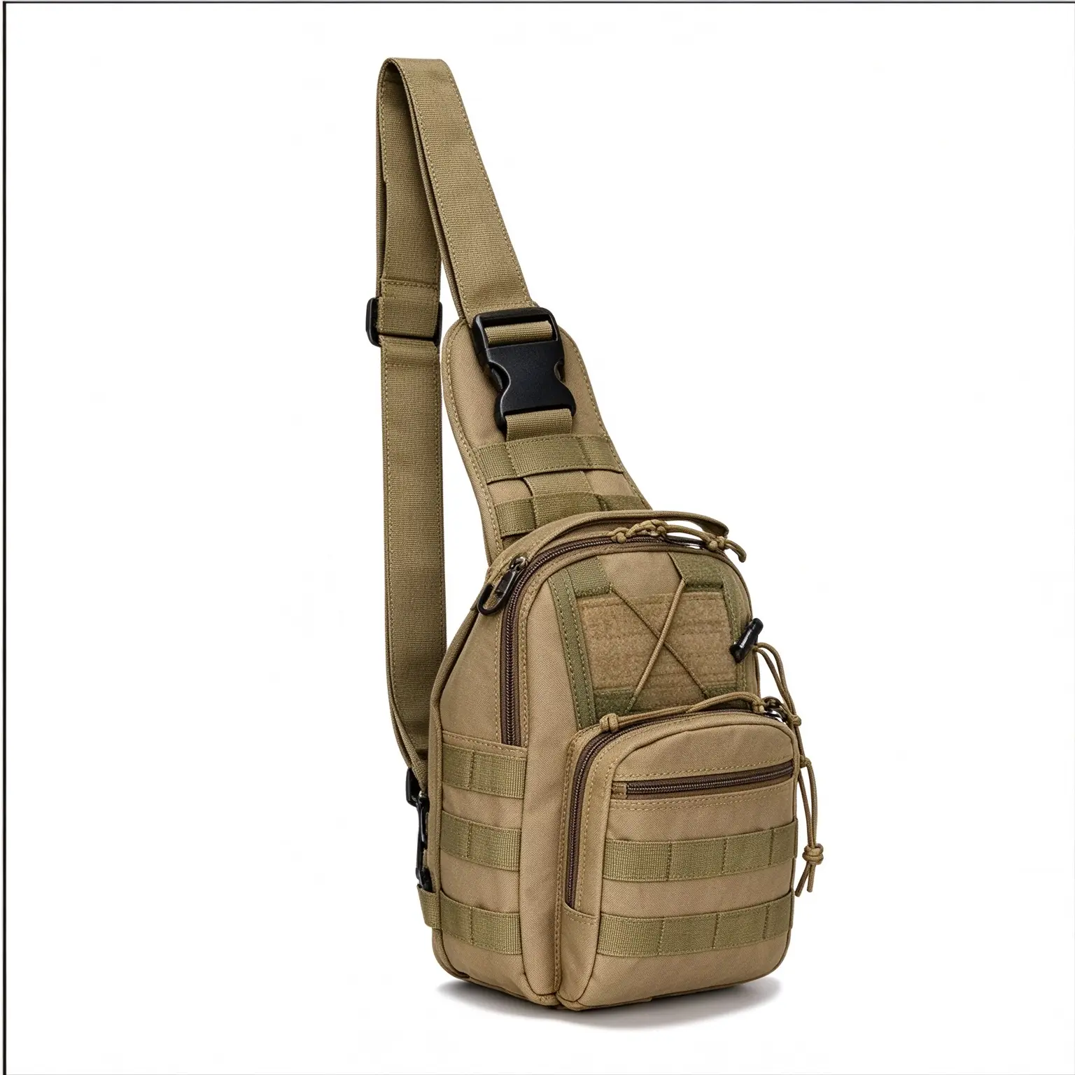 Men Waterproof Tactical Sling Bag Multi-Functional EDC Crossbody Chest Pack Durable Nylon Outdoor Sports Messenger Backpack with MOLLE System and Adjustable Breathable Strap for Camping Travel Everyday Urban Use Shoulder