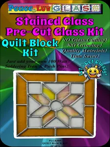 Stained Glass Pre-Cut Glass Kits Quilt Block Quality Materials Time Saver Beginner Friendly Full Kit includes Everything but 100 Watt Soldering Iron No Glass Cutting No Grinding Suncatchers Glass Panels Stained Glass Hanging Suncatcher