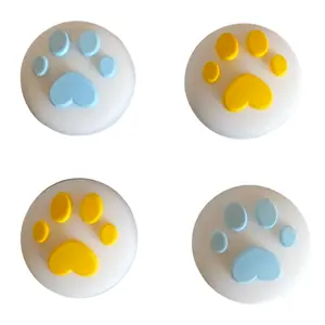 JenDore Yellow Blue White Paw 4Pcs Silicone Thumb Grip Caps for Nintendo Switch