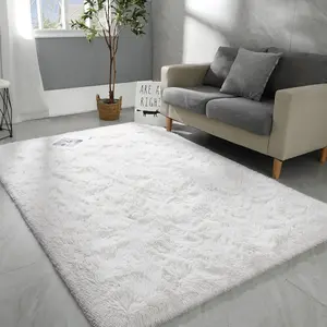 Modern Long Shag Rug, Polyester Fiber Rectangular Carpet for Living Room & Bedroom, Home Use, Multiple Sizes Available, Fluffy Area Rug