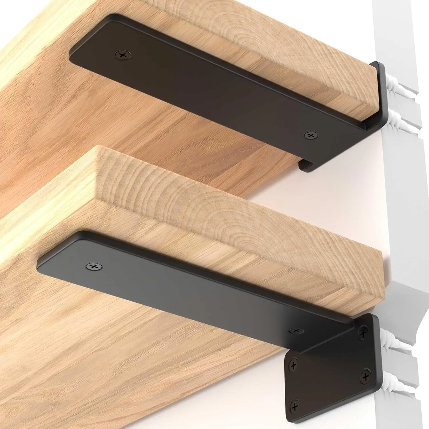 4 Pack 6 Inch Heavy Duty Floating Shelf Bracket, Rustic Industrial Hidden Metal Shelf Bracket for Kitchen, Bathroom, 1/5” Thick