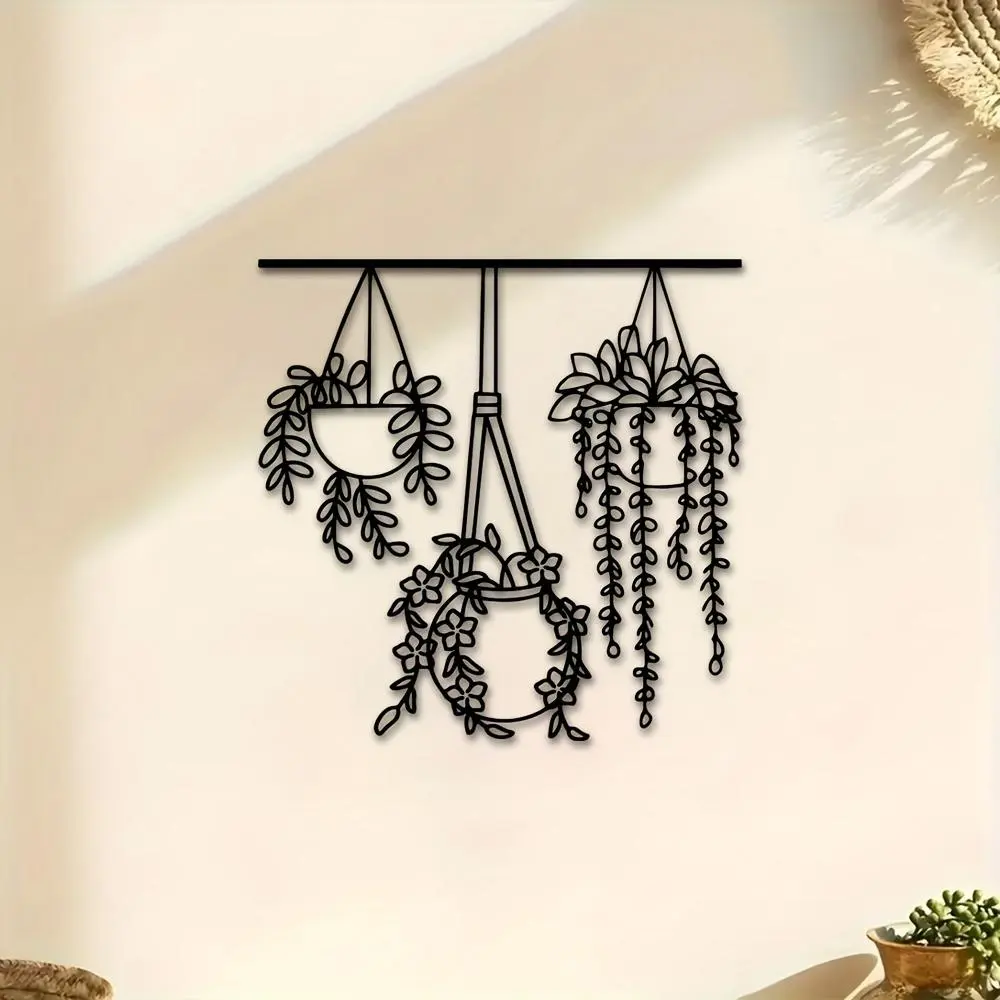 Boho Style Metal Wall Art, Plant Hanging Wall Decor, Aesthetic Wall Decor, Wall Art for Home Office Living Room Bedroom Decor, Perfect Gift, Ornaments, Modern Home Decoration, Decoration Items