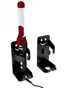 2-in-1 Hair Tools Organizer - Wall Mount Curler & Straightener Holder, Hot Tool Storage, Razor Holder, Black