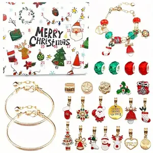 24pcs Jewelry Making Kit Christmas Countdown Bracelet Accessories Blind Box Gift Set, 24 Days Countdown, DIY Christmas Gift Set, Handmade Gifts