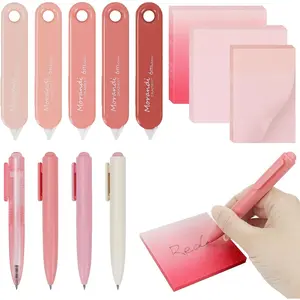 12 count  Aesthetic Stationery Set with 5 Gradient Correction Tapes, 4 Mini Ballpoint Pens & 3 Glitter Sticky Notes |  Color-Coordinated Desk Accessories Kit for School, Office