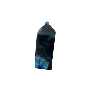 Labradorite Tower Blue Flashy Gemstone - Natural Color with Unique Form and Dark Blue Hints