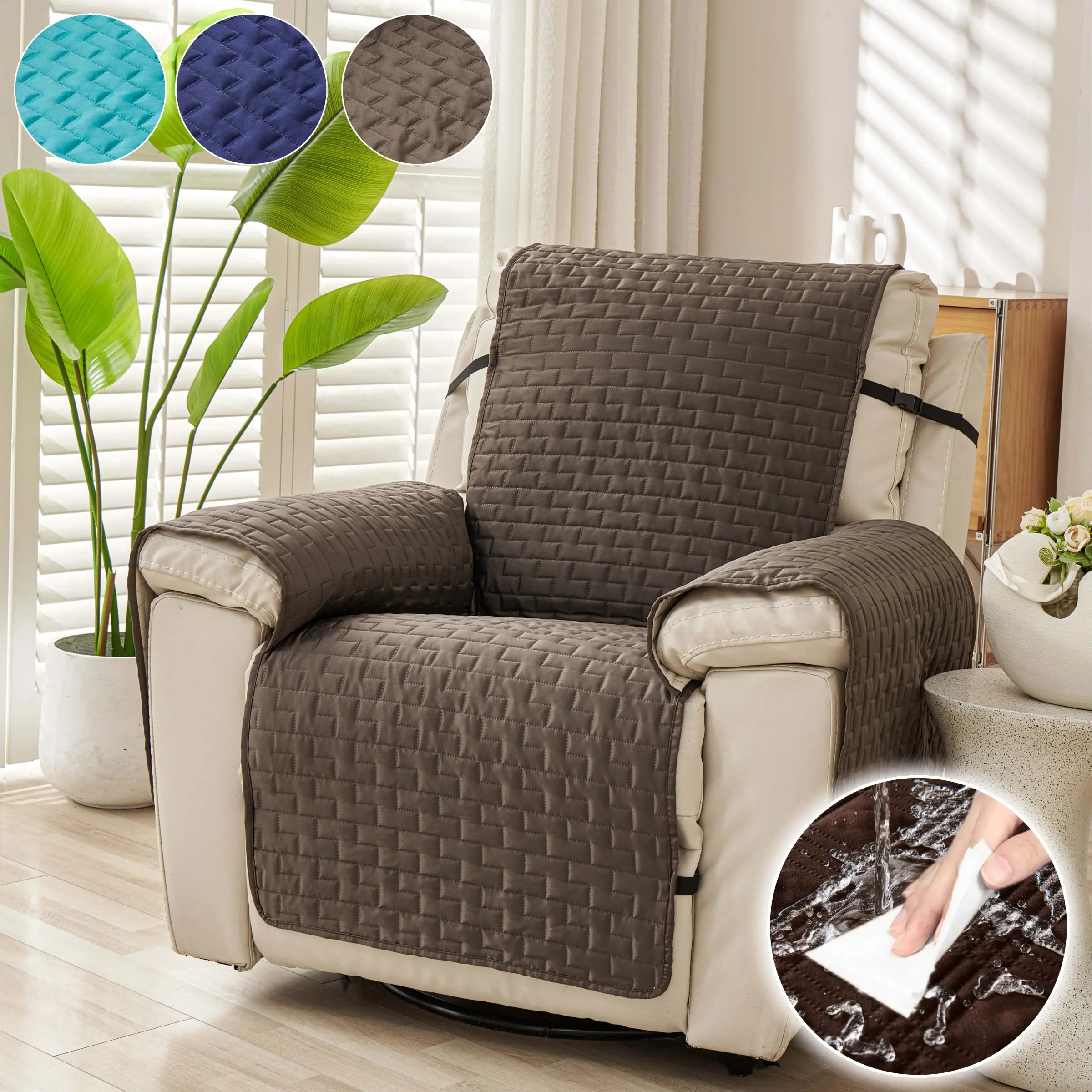 Non Slip Washable Recliner Chair Cover, Pet Friendly Furniture Protector, Sofa Couch Protector, Universal Lounge Chair Slipcover, Anti Scratch Armchair Cushion Pad, Decorative Sofa Throw for Home, Elastic Sofa Slipcover, Slipcovers for couches and sofas