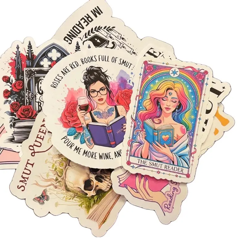 12-Pack Dark Romance Bookish Decorative Stickers - Aesthetic Water-Resistant Decals for Laptops & Water Bottles, Matte or Holographic Finish (Scrapbooking DIY Supplies), Dark Romance Stickers, Decorative Sticker