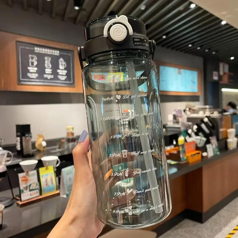 Large Capacity High Aesthetic Dual-Drink Plastic Cup, Food Grade PC Material, Heat Resistant, Drop Proof, Sturdy Drinkware, Portable Sports Water Bottle, Motivational Water Bottle, Travel Water Bottle, Hydration Bottle, Workout Water Bottle