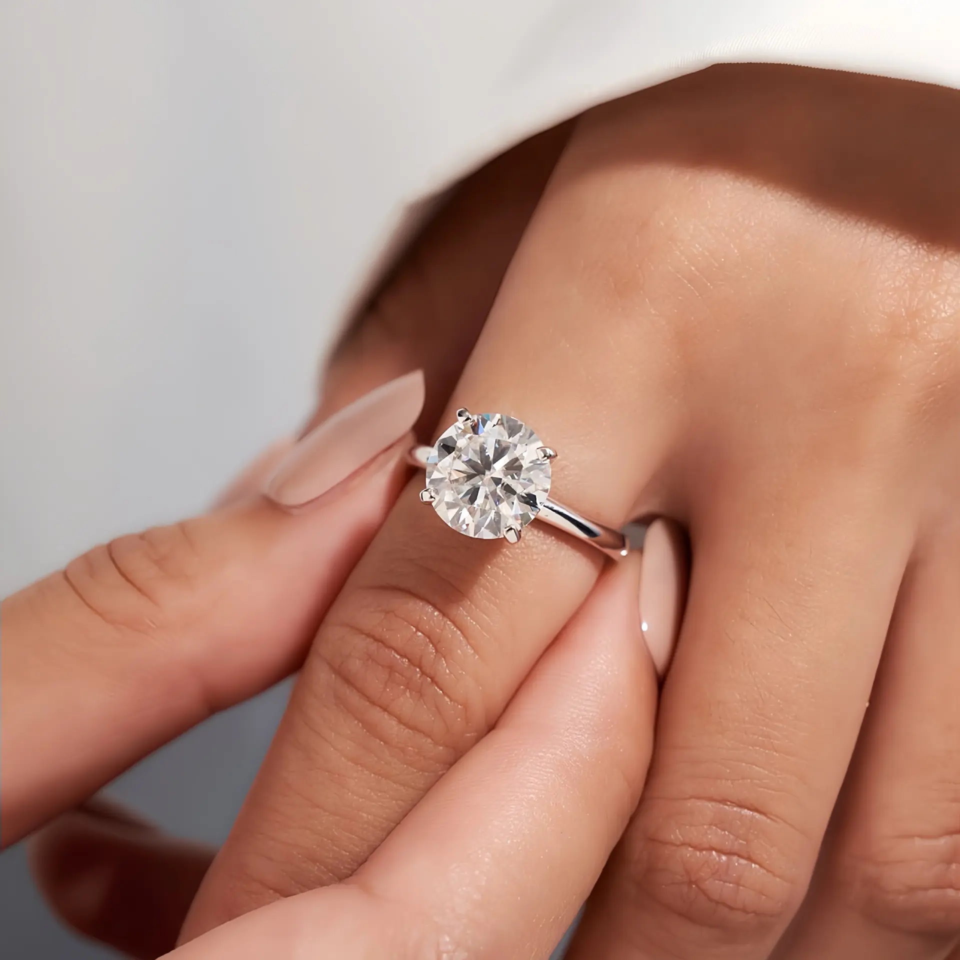 Four clawed naked 3 carat diamond ring